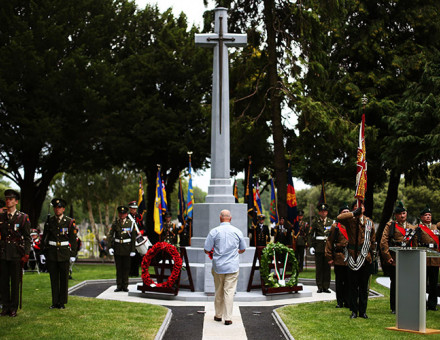 United by conflict: members of the Irish Defence Force (left) and the British Army at Glasnevin Cemetery, Dublin, July 2014