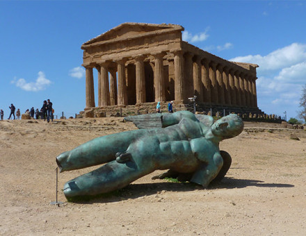 The so-called Temple of Concordia at Agrigento (c.440 BC) and Igor Mitoraj's Fallen Icarus (2011)