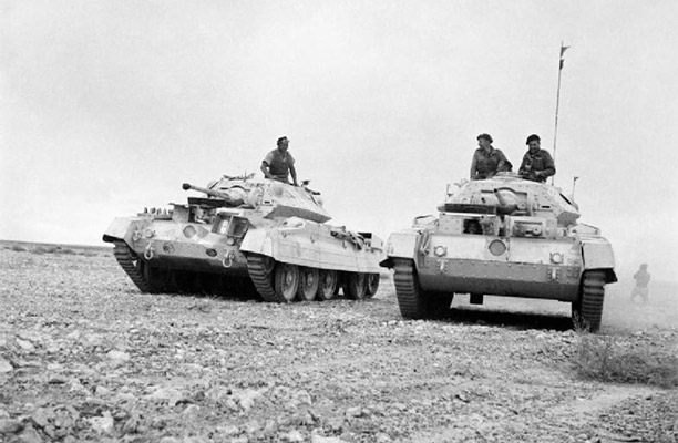 British tanks advancing in the desert