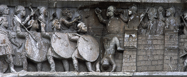Relief showing the battle of Verona on Constantine's arch in Rome. AKG Images/Bildarchiv Steffens