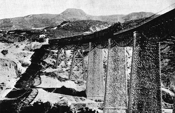 The Gorgonpotamos viaduct blown up in 1942 by SOE and subsequently rebuilt.