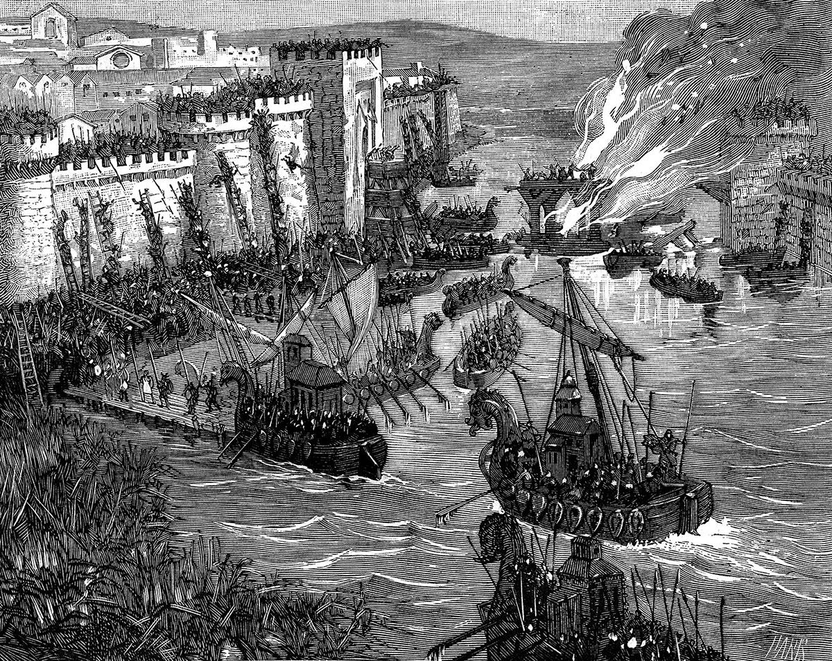 The Viking attack on Paris, 885, unknown artist, c.1882-84