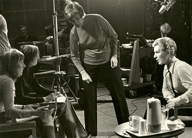 Traudl Junge, Hitler's secretary, breaks her postwar silence in an interview for the series conducted by Sue McConachy and Michael Darlow, left. Production manager Liz Sutherland supervises