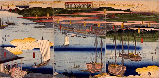 Picture of the Coast of Yokohama by Hiroshige II, 1860