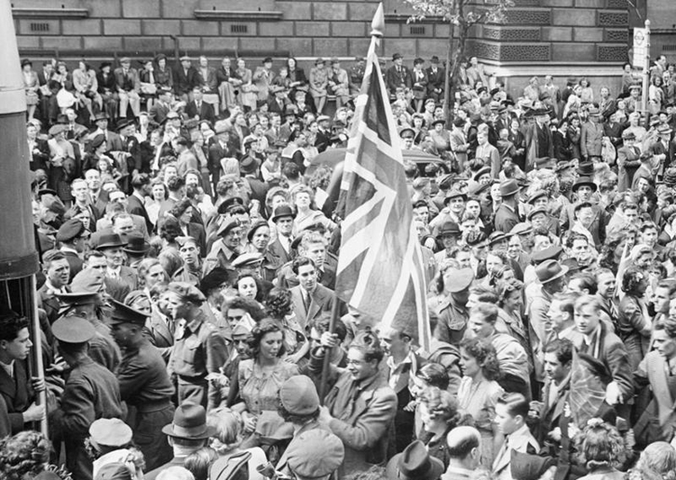 War-weary: VE Day Celebrations in London, 8 May 1945.