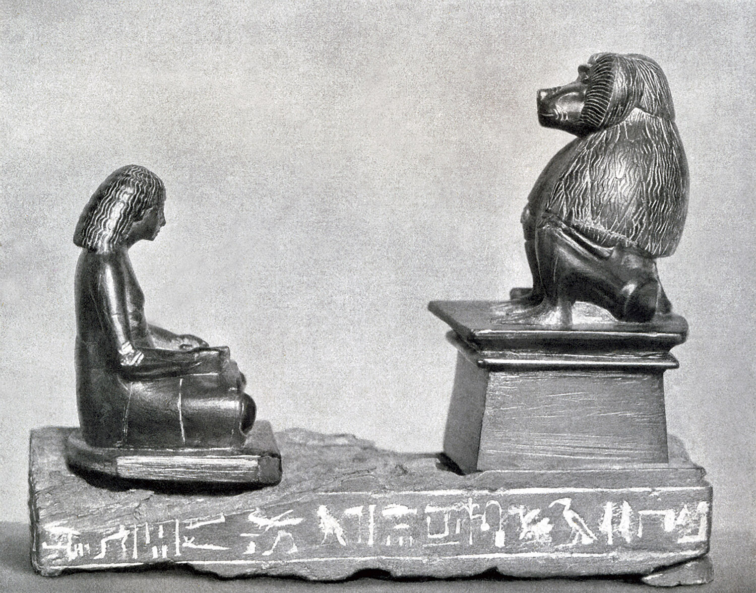 Statue made by the scribe Tchai to the god of writing, Thoth, represented as a baboon.