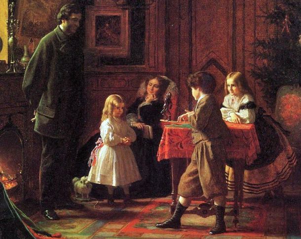 Eastman Johnson (American painter, 1824-1906) Christmas Time the Blodgett Family 1864 Detail