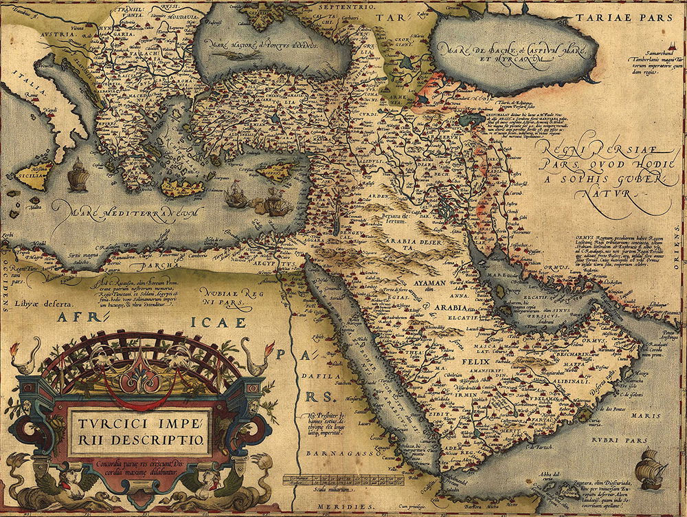 The Ottoman Empire from Abraham Ortelius' atlas, 1570. Everett Collection Historical / Alamy Stock Photo