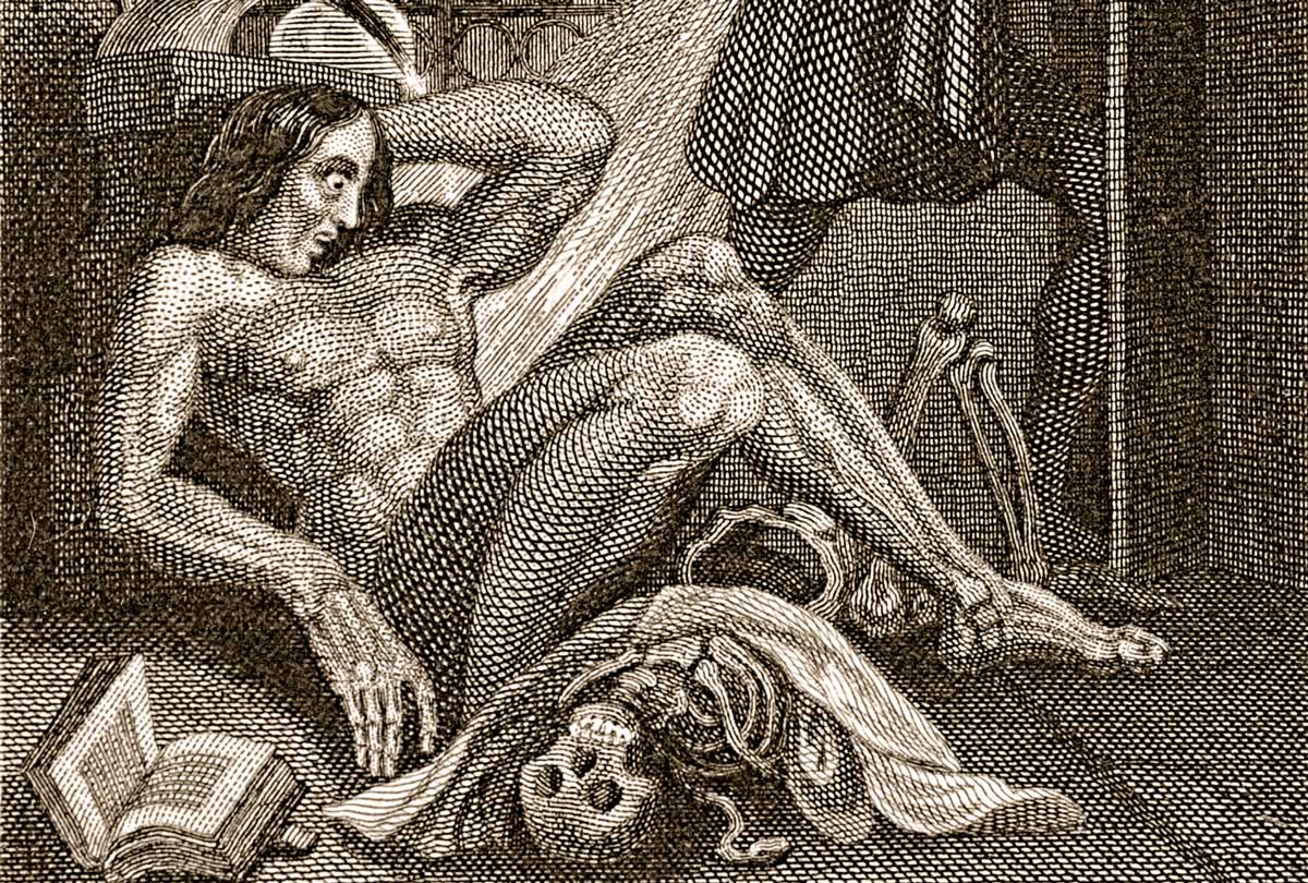 Detail from the Frontispiece to the first edition of Frankenstein, 1831. Courtesy Wikimedia/Creative Commons.