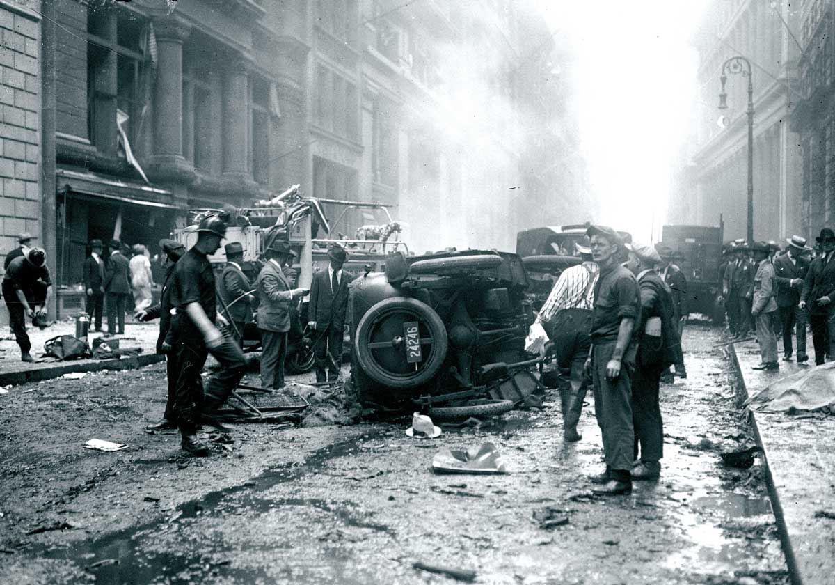 Aftermath of the Wall Street bomb, 16 September 1920. New York Daily News/Getty Images.