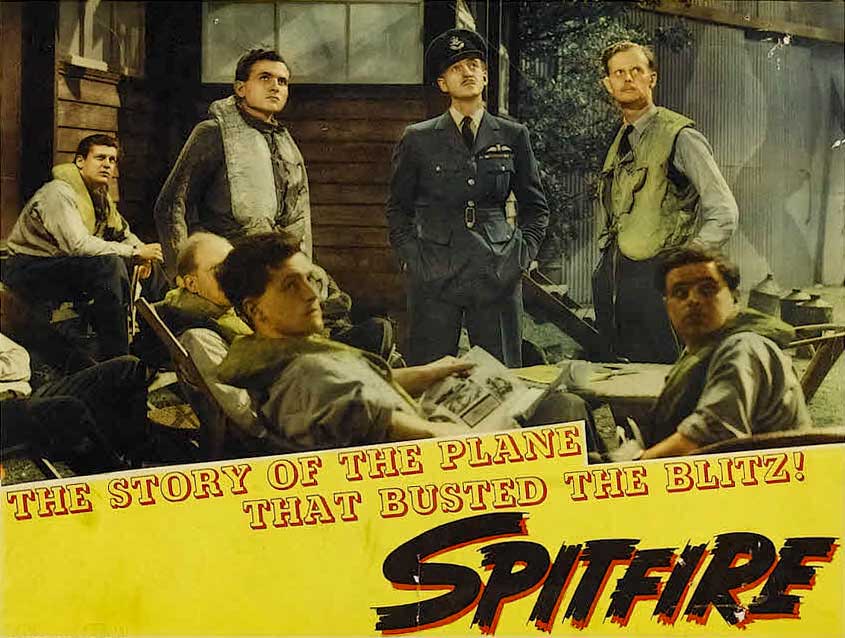 Lobby card for the film ‘Spitfire’, released in 1943 in the US; re-edited from the 1942 British film, ‘The First of the Few’.