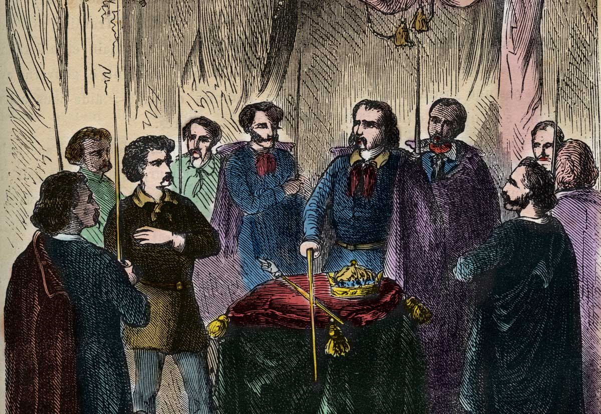 Illuminati reception, 19th-century illustration © Bridgeman Images.