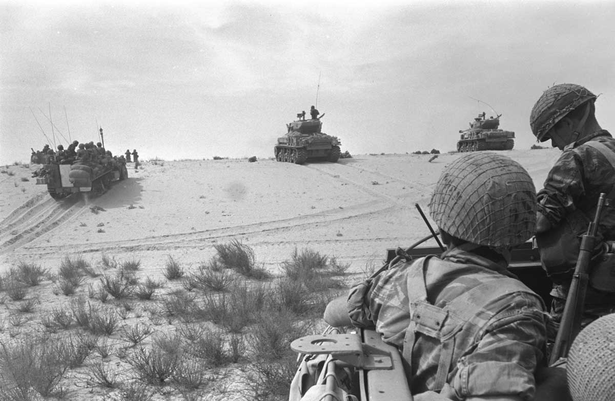 Israeli soldiers on the outskirts of Rafa, during the 'Six Day War', or 1967 Arab–Israeli War, fought 5-10 June 1967. Wiki Commons.