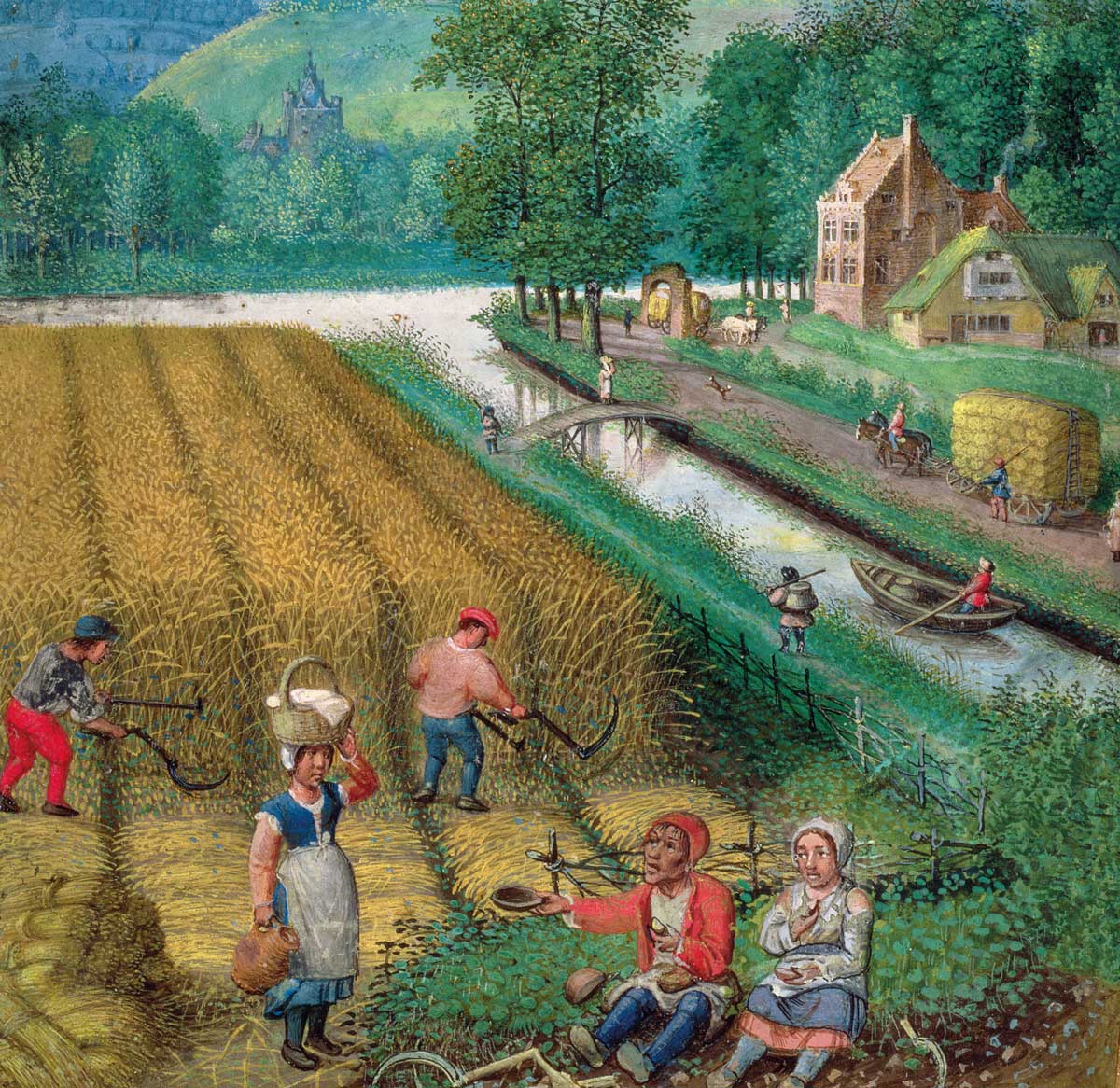 Harvesting, ploughing and sowing, from  a book of hours, Flemish, c.1540 © Bridgeman Images. 