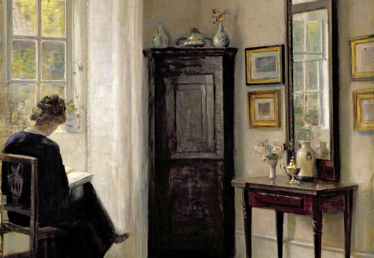 Interior with Woman Reading, by Carl Holsøe, Danish, early 20th century. 23 Photo © Connaught Brown/Bridgeman Images