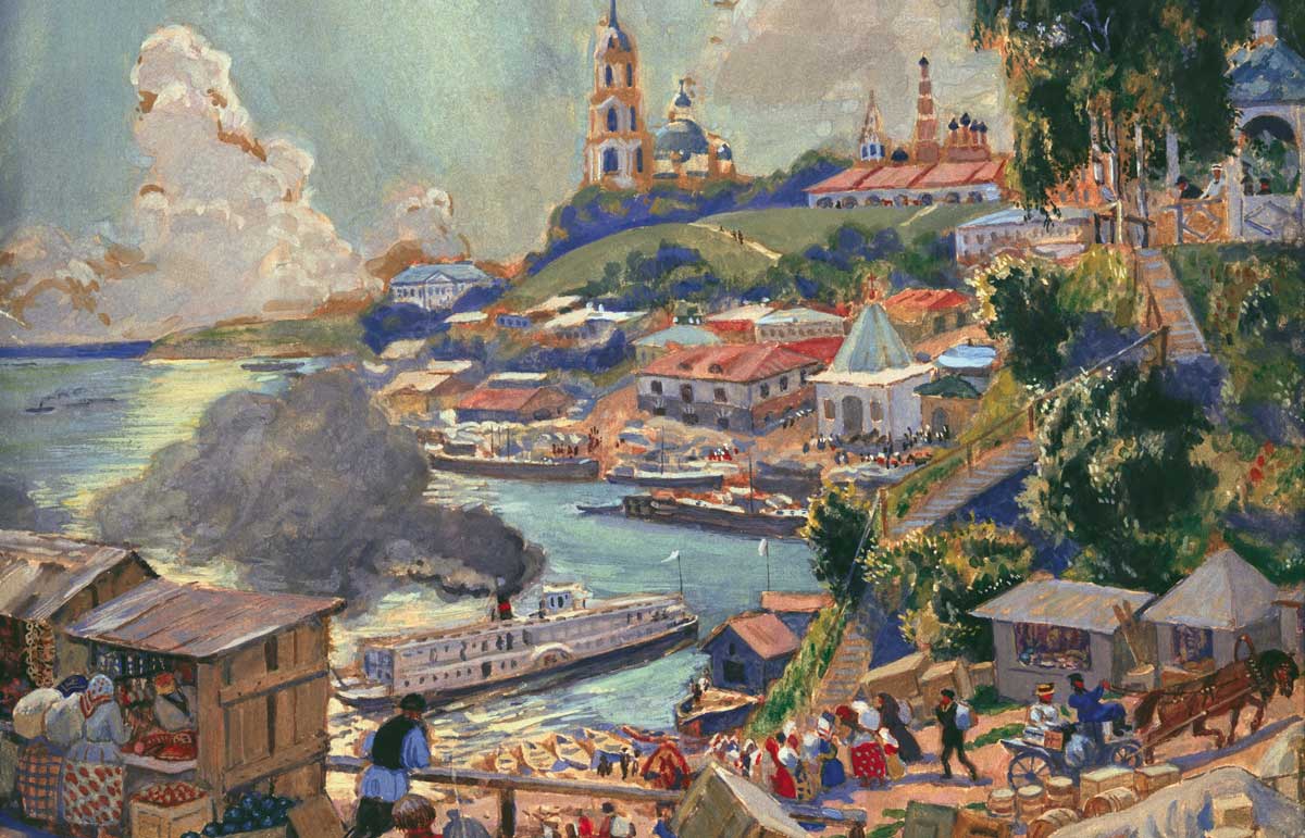 A Port on the Volga, by Boris Mikhaylovich Kustodiev, 1920 © akg-images.