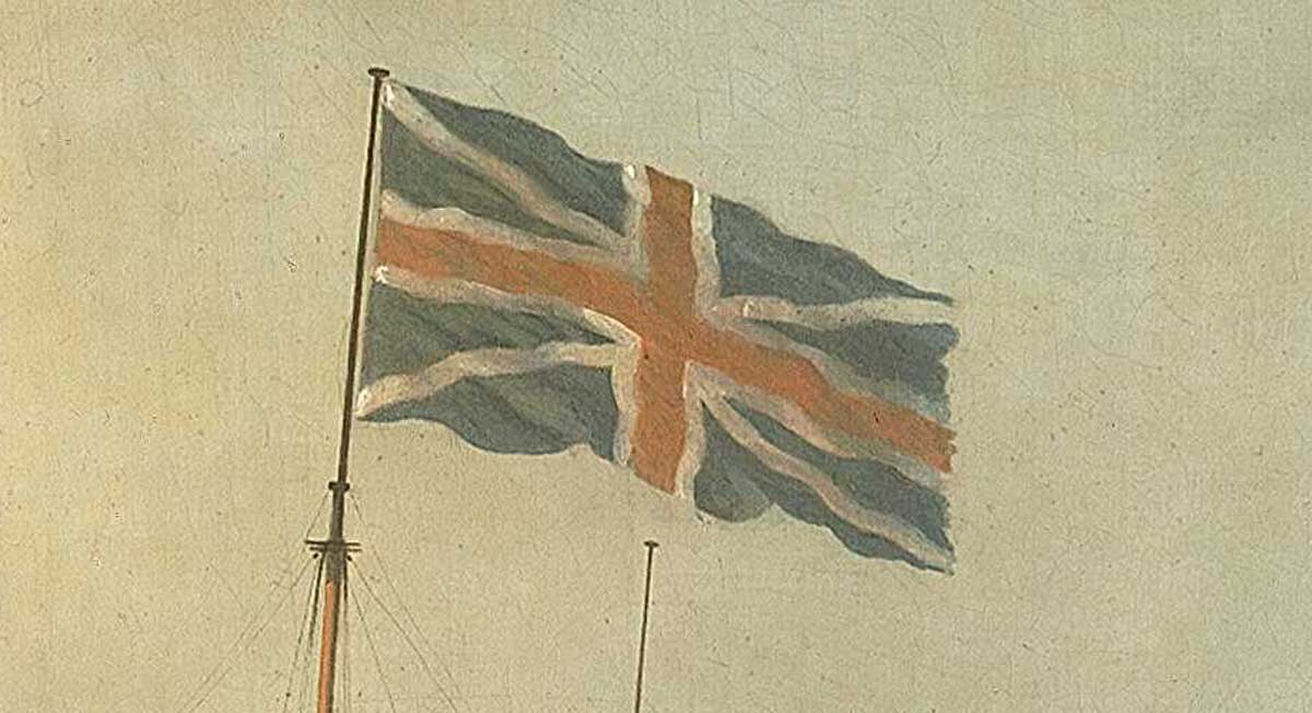 Detail from 'A First-Rate Shortening Sail', Samuel Scott c. 1736. Royal Museums Greenwich.