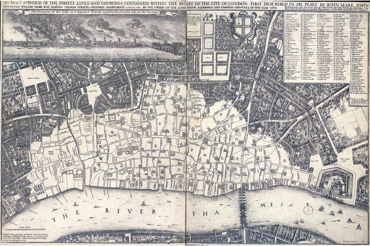 Map of the Great Fire of London
