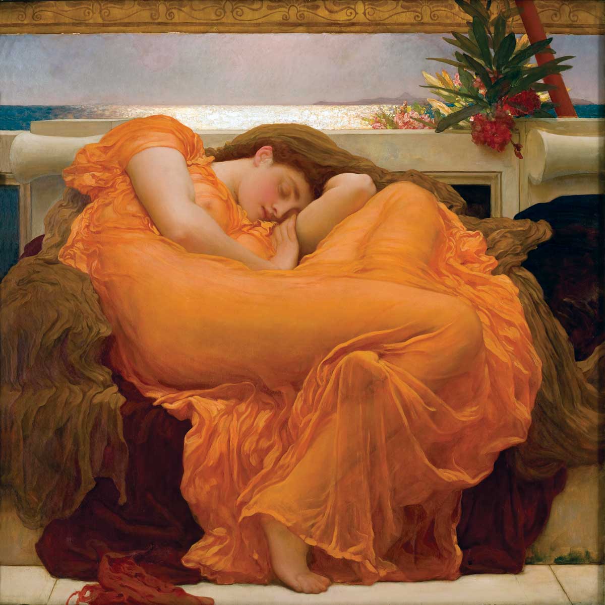 Flaming June, by Frederic Leighton, 1895, Museo de Arte de Ponce, Puerto Rico. Courtesy Wikimedia/Creative Commons.