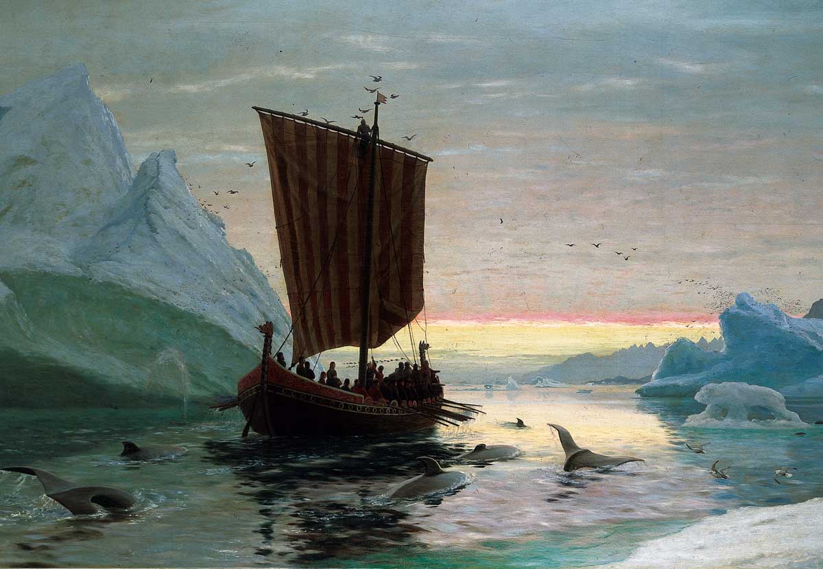 Erik Röde Discovers Greenland, by J.E. Carl Rasmussen, 1875 © Christie’s/Bridgeman Images.