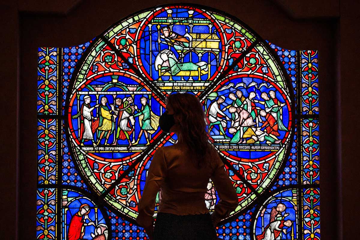 A window from Canterbury Cathedral at the British Museum. Photo by Guy Bell/Alamy.
