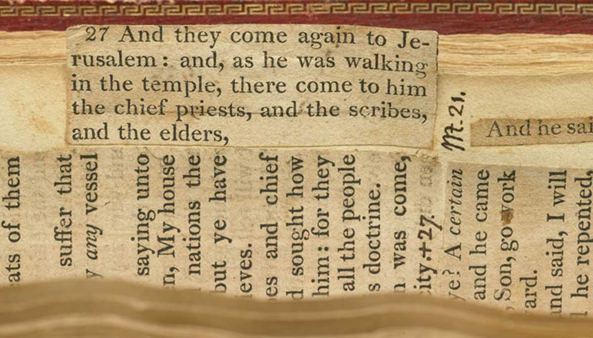 Detail from page 56 of the Jefferson Bible. Smithsonian National Museum of American History.