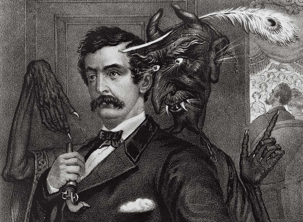 ‘Satan Tempting Booth to the Murder of the President’, US engraving, 19th century. Library of Congress. ‘Satan Tempting Booth to the Murder of the President’, US engraving, 19th century. Library of Congress.