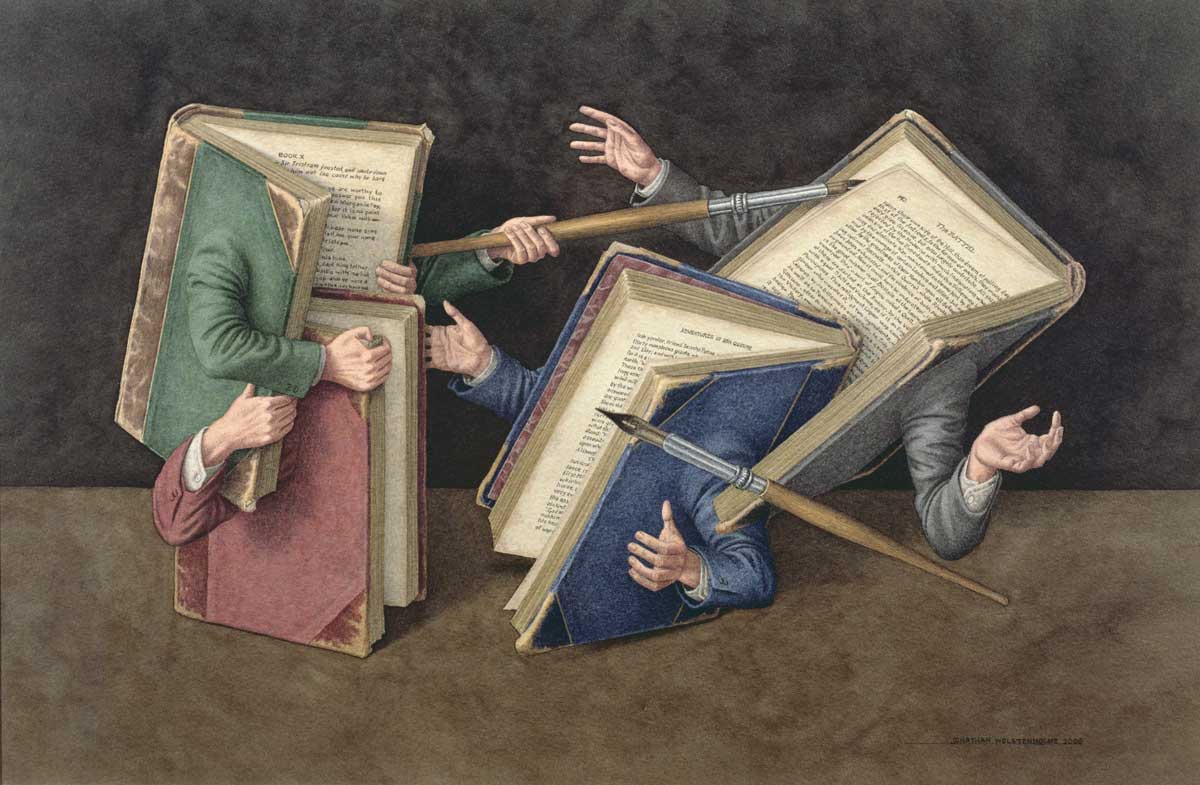 A Literary Joust, by Jonathan Wolstenholme, 2006 © Jonathan Wolstenholme/Bridgeman Images.