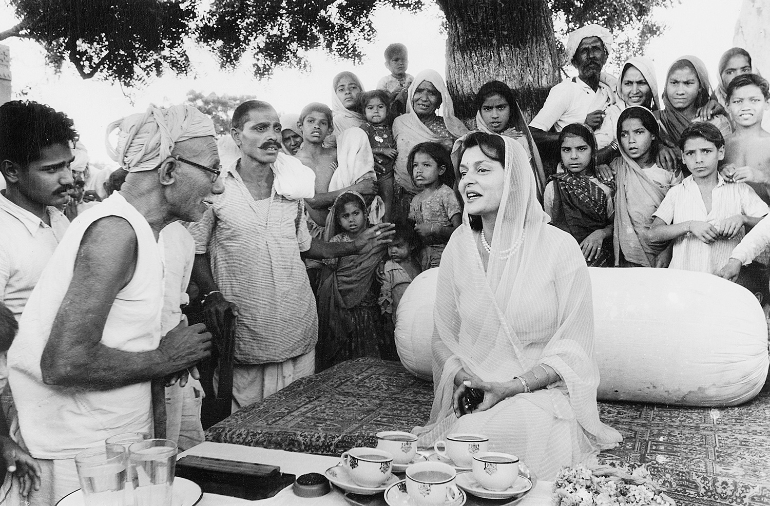 Gayatri Devi with villagers in Rajasthan during her election campaign in 1962.