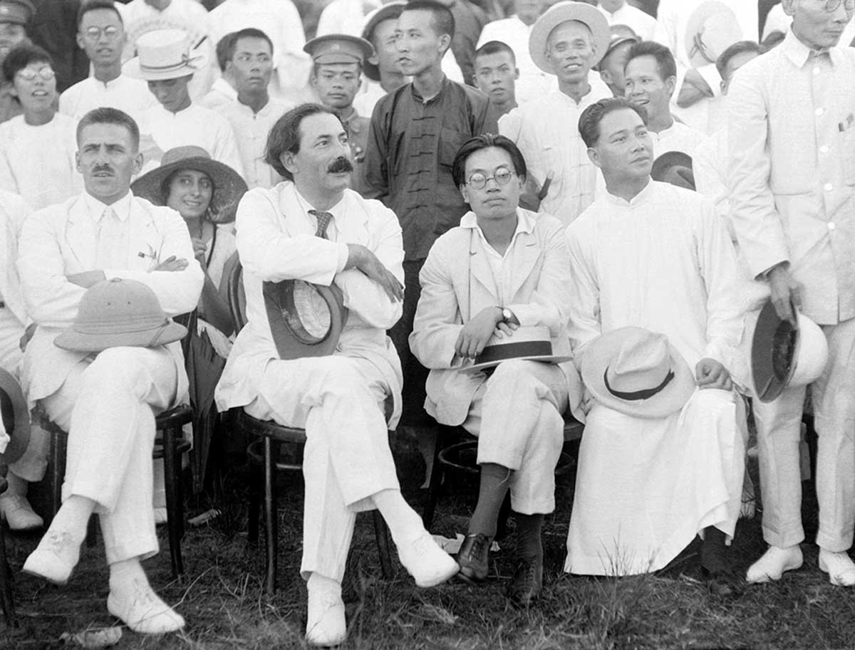 Wang Jingwei, Zhang Tailei and Mikhail Borodin, c.1925. Collection of C. H. Foo and Y. W. Foo. Historical Photographs of China, University of Bristol. Wang Jingwei seated second from the right. Borodin is second from the left. Zhang Tailei sits between. Wang Jingwei, Zhang Tailei and Mikhail Borodin, c.1925. Collection of C. H. Foo and Y. W. Foo. Historical Photographs of China, University of Bristol. Wang Jingwei seated second from the right. Borodin is second from the left. Zhang Tailei sits between.