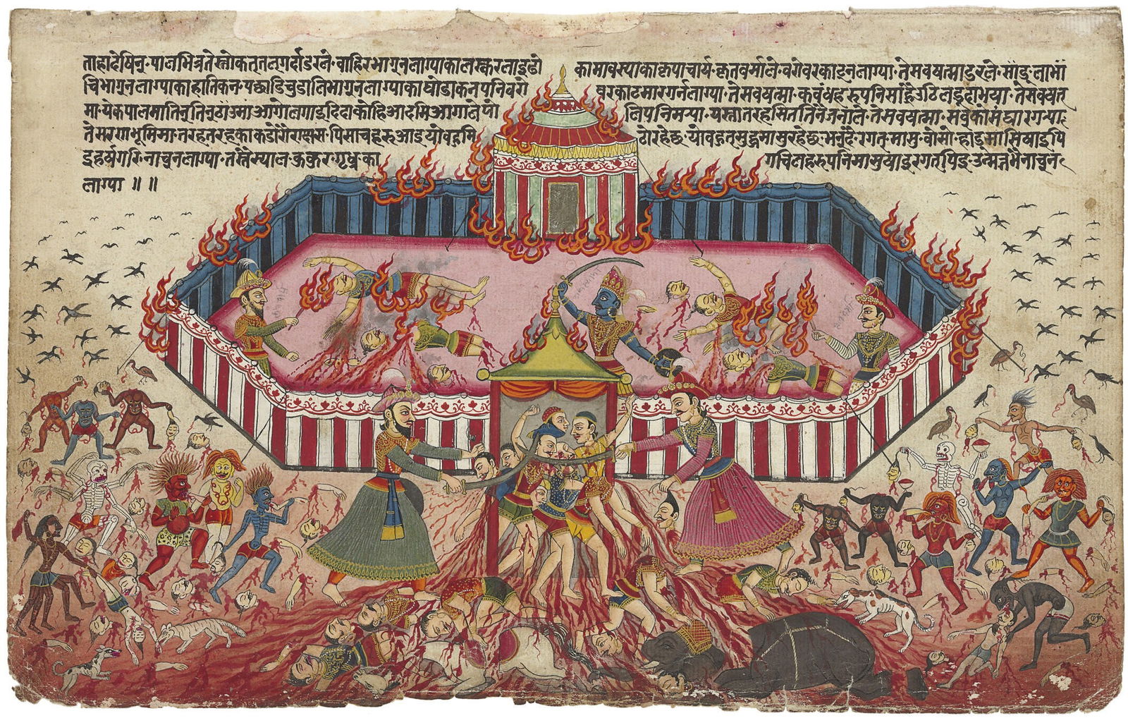 An illustration from the Mahabharata. Nepal, c. 1800. Christies/Wiki Commons.