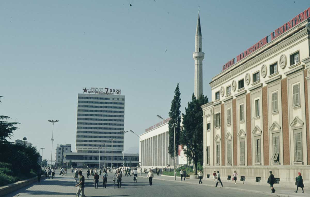 Skanderbeg Square in Tirana, Albania. Photographed in 1978. Wiki Commons/Robert Schediwy.