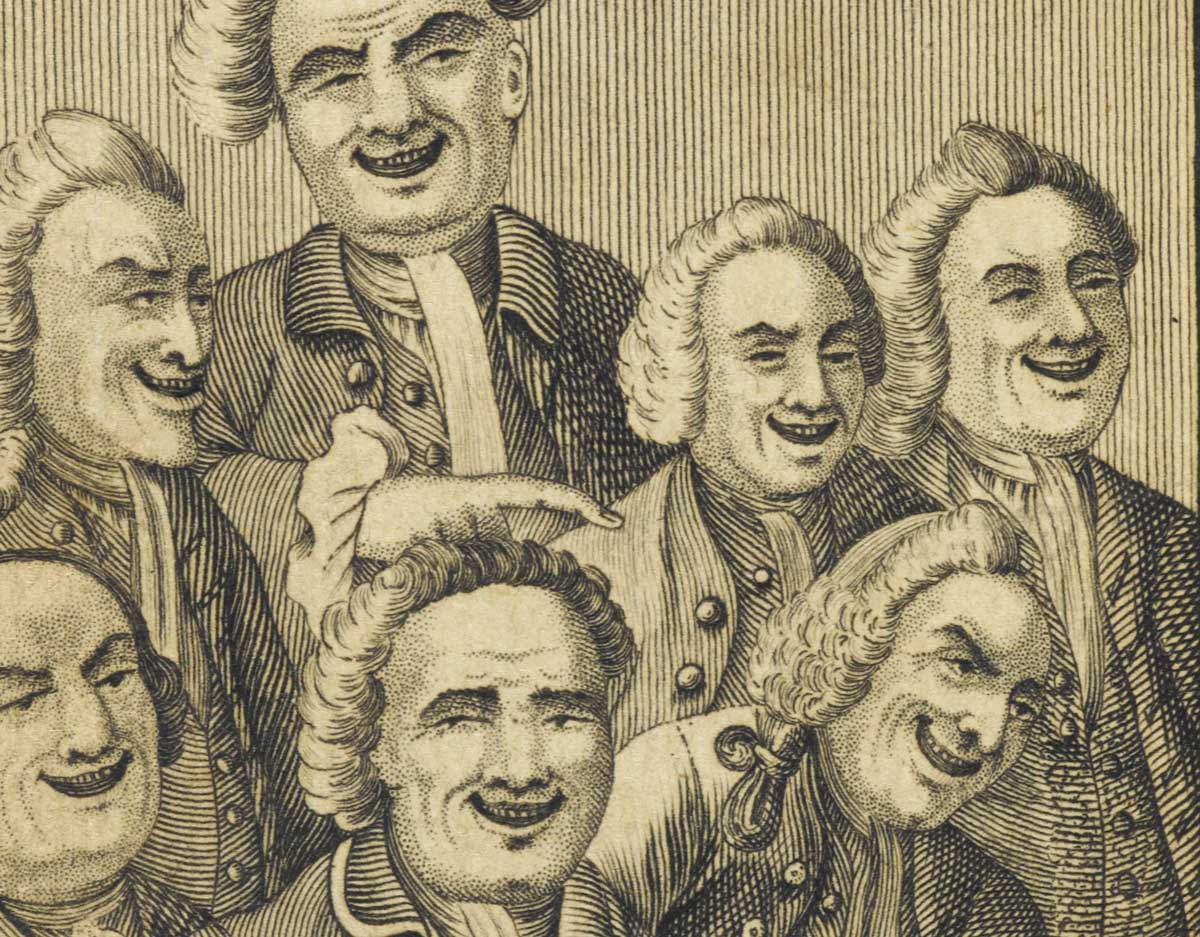 ‘Ha! ha, ha. He, he, he!’,  18th-century engraving © British Library Board/Bridgeman Images.