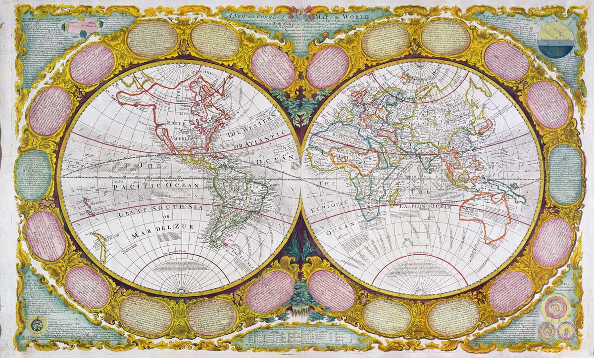 A New and Correct Map of the World, by Robert Wilkinson, 18th century © Bridgeman Images. 
