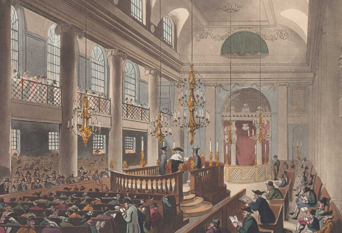 Synagogue at Houndsditch, by Thomas Rowlandson c. 1809. Metropolitan Museum of Art.