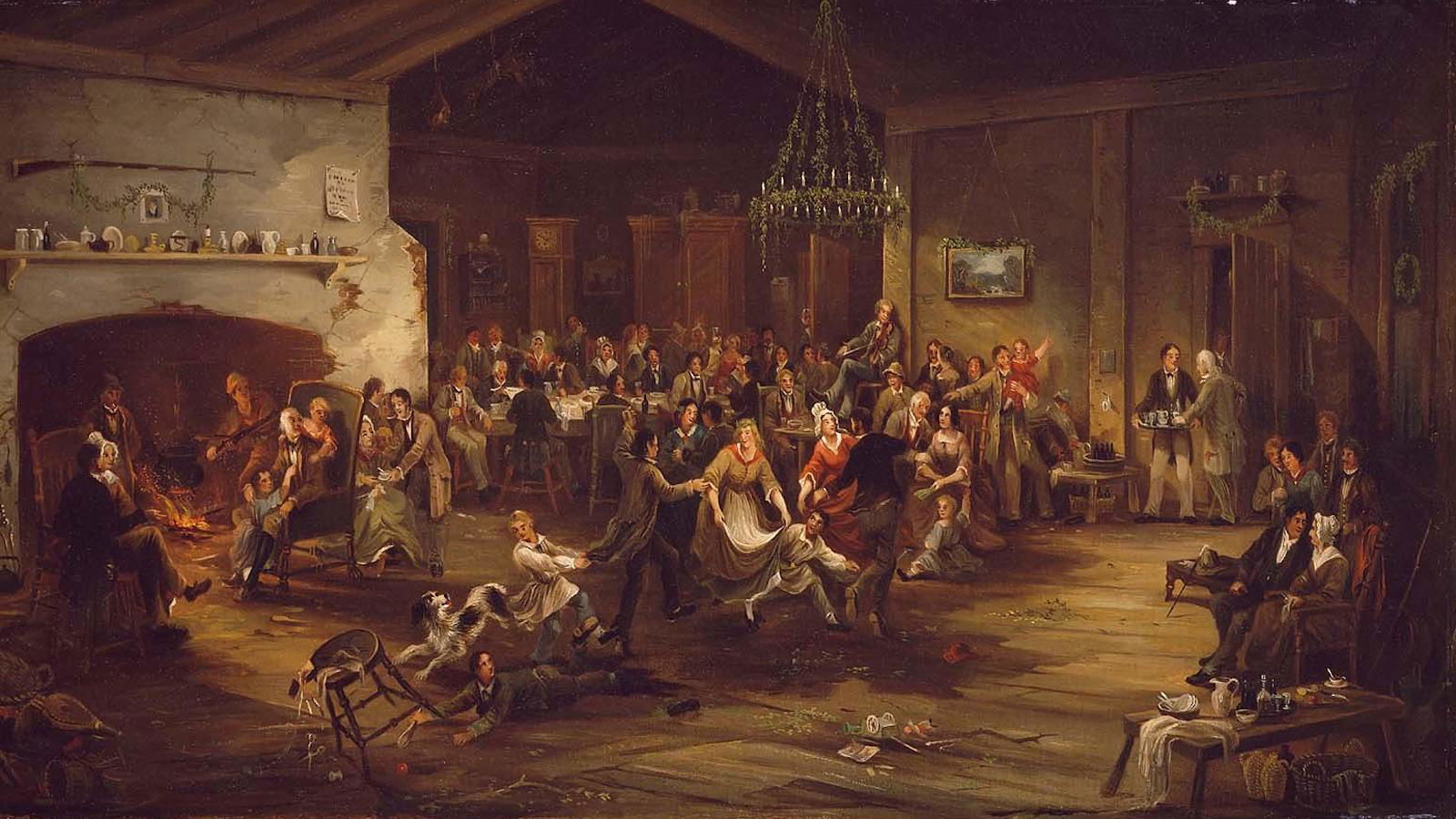 ’The Christmas Party’ by American artist Robert David Wilkie, c. 1850. MFA Boston. Public Domain.