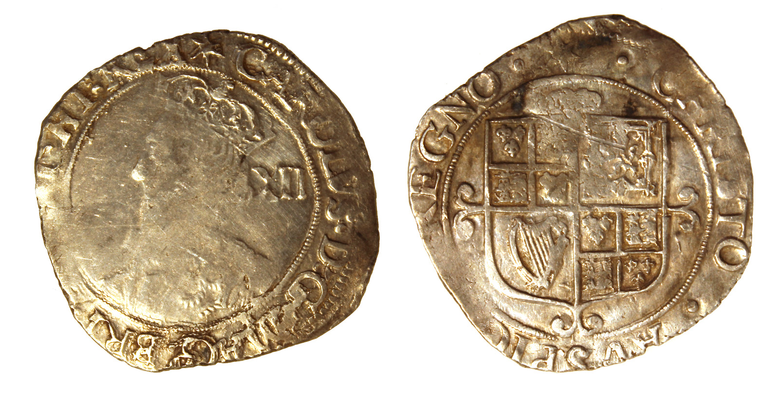 A Charles I shilling, minted in 1644-45, showing signs of clipping as part of the Yellow Trade. The Portable Antiquities Scheme/ The Trustees of the British Museum (CC BY-SA 4.0).