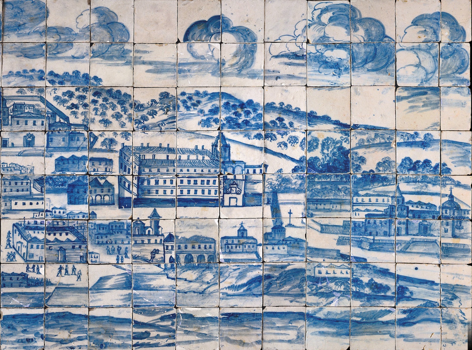 Detail from the azulejo panel ‘Great Vista of Lisbon’, showing the convento do Louriçal, convento do Beato and convento de Santos-o-Novo, c.1700. Museo Nacional do Azulejo. Photograph Carlos Monteiro/© DGPC