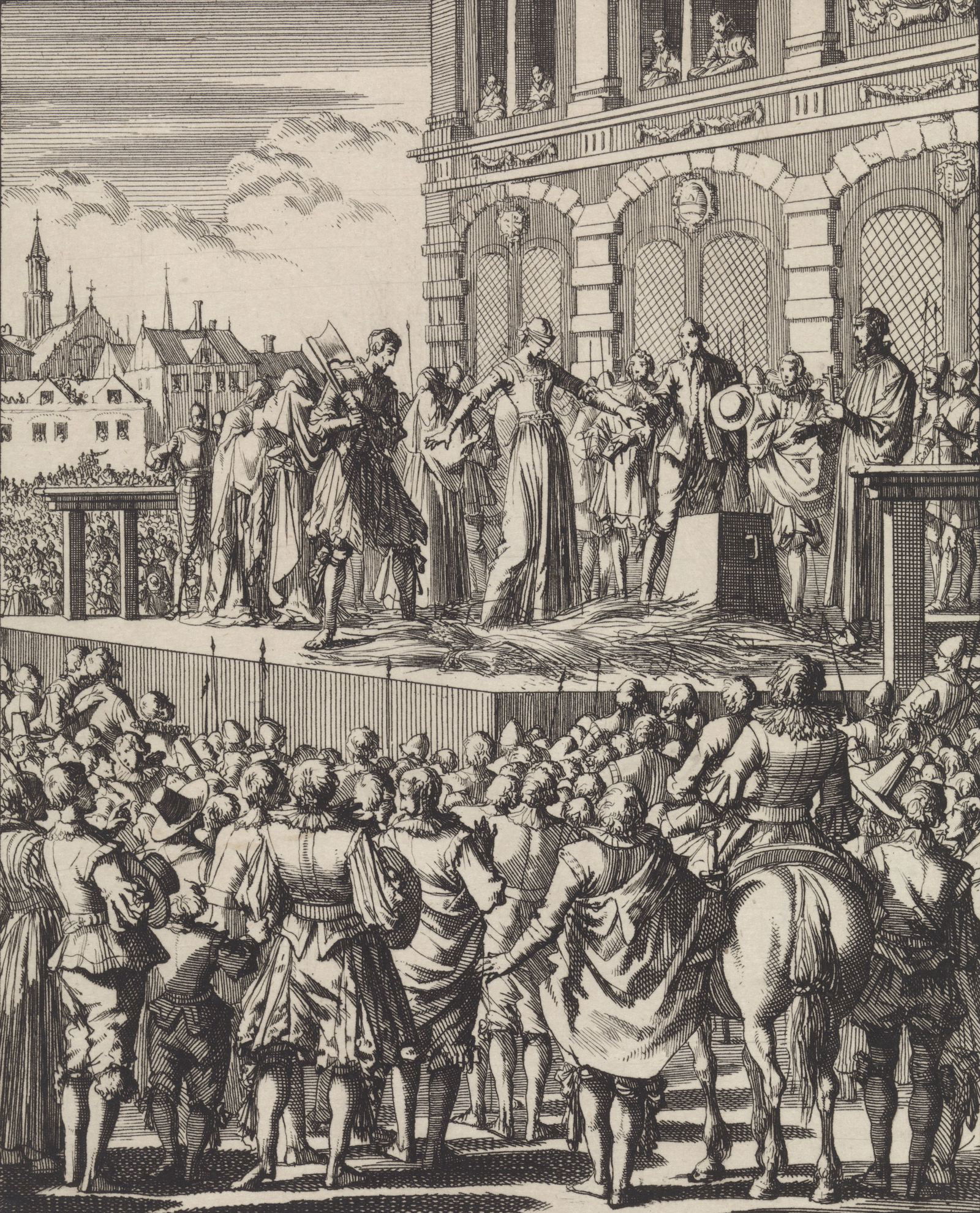 The execution of Lady Jane Grey in London, 1554, by Jan Luyken, c. 1698. Rijksmuseum. Public Domain.