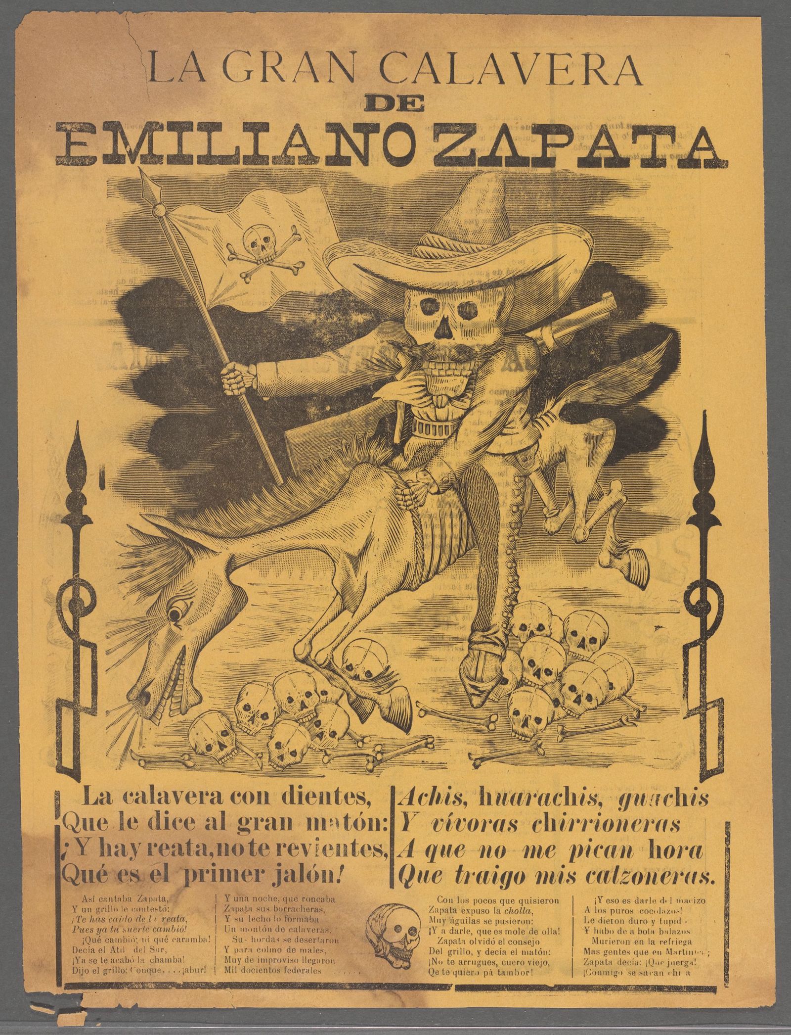 ‘La Gran Calavera de Emiliano Zapata’, a broadside from the Mexican Revolution, c. 1911. New York Public Library. Public Domain.