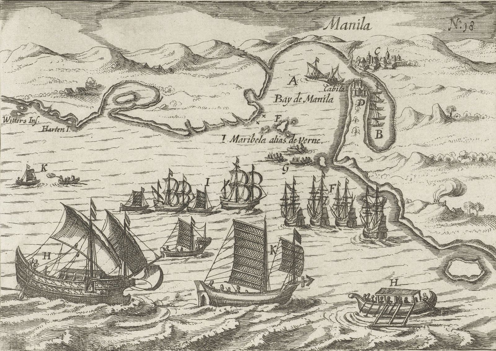 Arrival at Manila Bay in the Philippines, 1616, anonymous, c. 1646. Rijksmuseum. Public Domain.