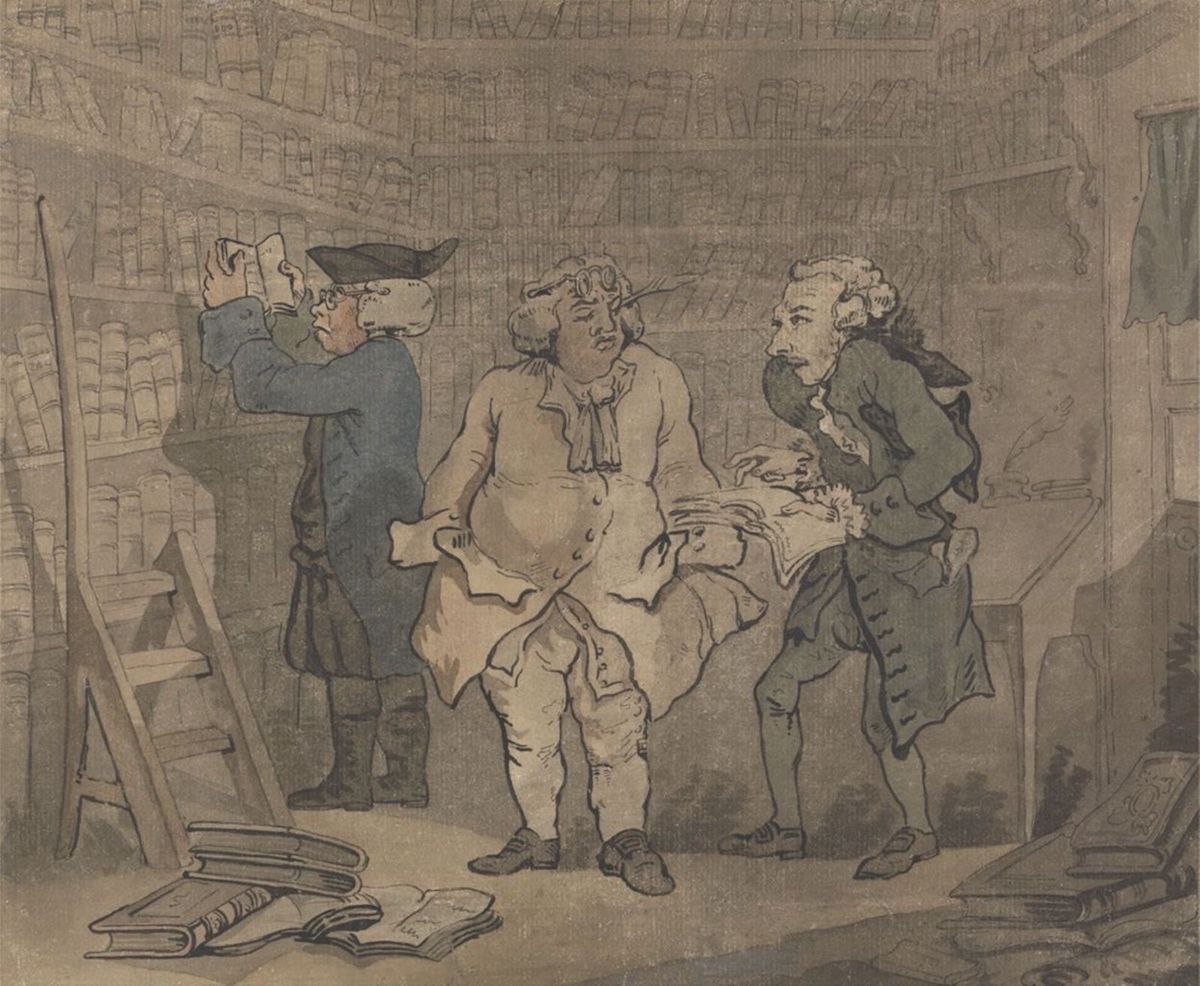 ‘Bookseller and Author’ by Thomas Rowlandson, 1784. Yale Center for British Art, Paul Mellon Collection. Public Domain.
