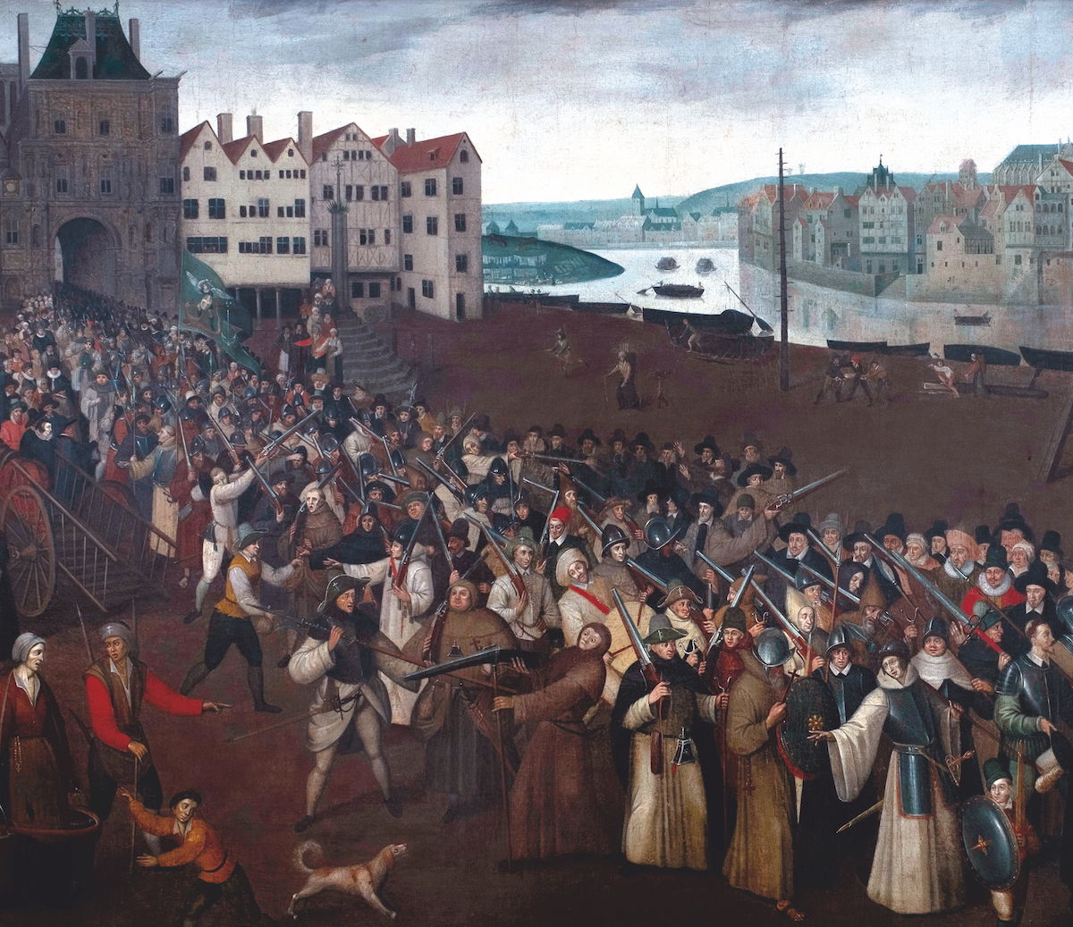 ‘Procession de la Ligue sur la place de Grève’ – the procession of the Catholic League during the French Wars of Religion – unknown artist, c.1590. Musée Carnavalet, Paris. Public Domain. ‘Procession de la Ligue sur la place de Grève’ – the procession of the Catholic League during the French Wars of Religion – unknown artist, c.1590. Musée Carnavalet, Paris. Public Domain.