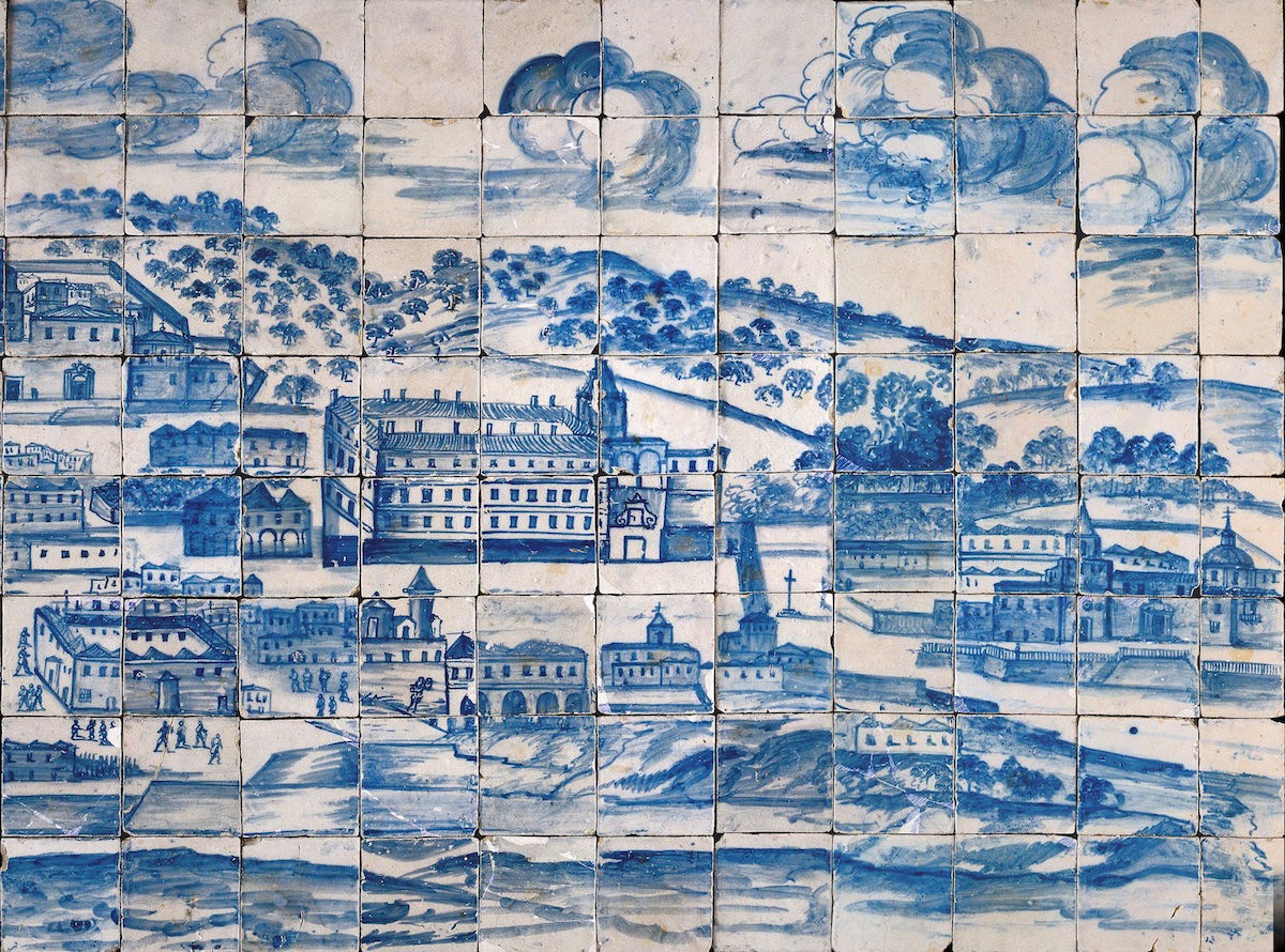 Detail from the azulejo panel ‘Great Vista of Lisbon’, showing the convento do Louriçal, convento do Beato and convento de Santos-o-Novo, c.1700. Museo Nacional do Azulejo. Photograph Carlos Monteiro/© DGPC