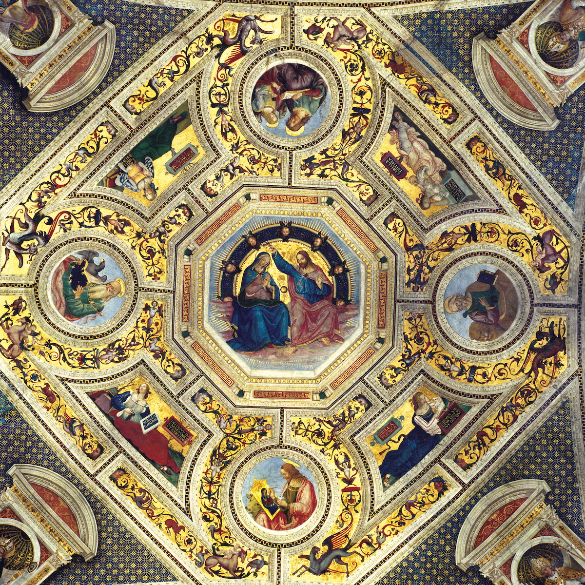 Ceiling of the Choir in St Maria del Popolo, Rome, by the deaf artist Bernardino di Betto, 15th century. Bridgeman Images.