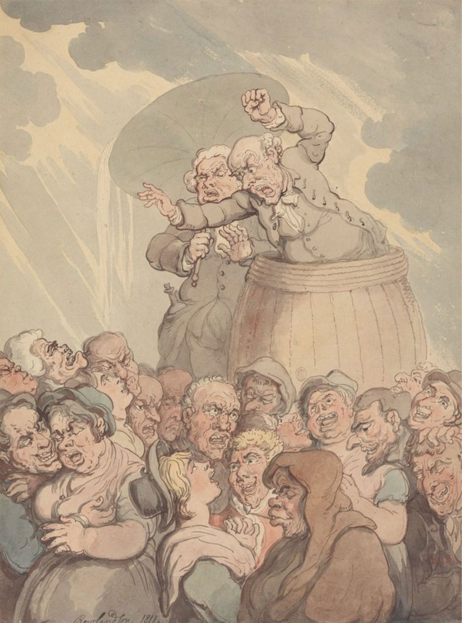 ‘A Tub Thumper’, by Thomas Rowlandson, c. 1817-1820. Yale Center for British Art, Paul Mellon Collection. Public Domain.