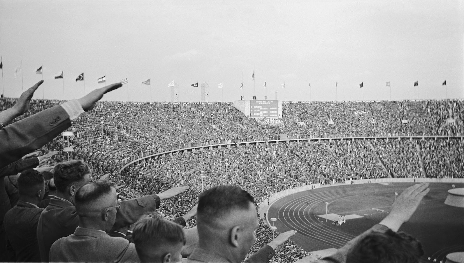 Crowds at the 1936 Summer Olympics. Two years later the Berlin Olympic Stadium was host to the England-Germany football game. Finnish Heritage Agency (CC BY 4.0).