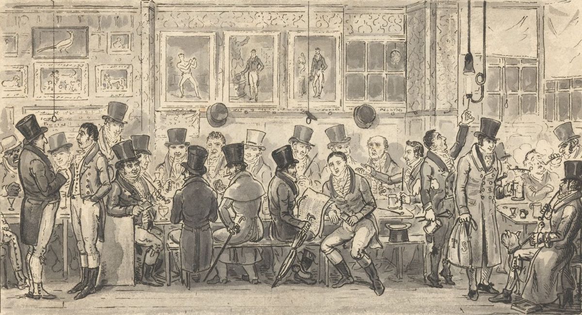 The Daffy Club, by Robert Cruikshank, c. 1824. Yale Center for British Art, Paul Mellon Collection. Public Domain.