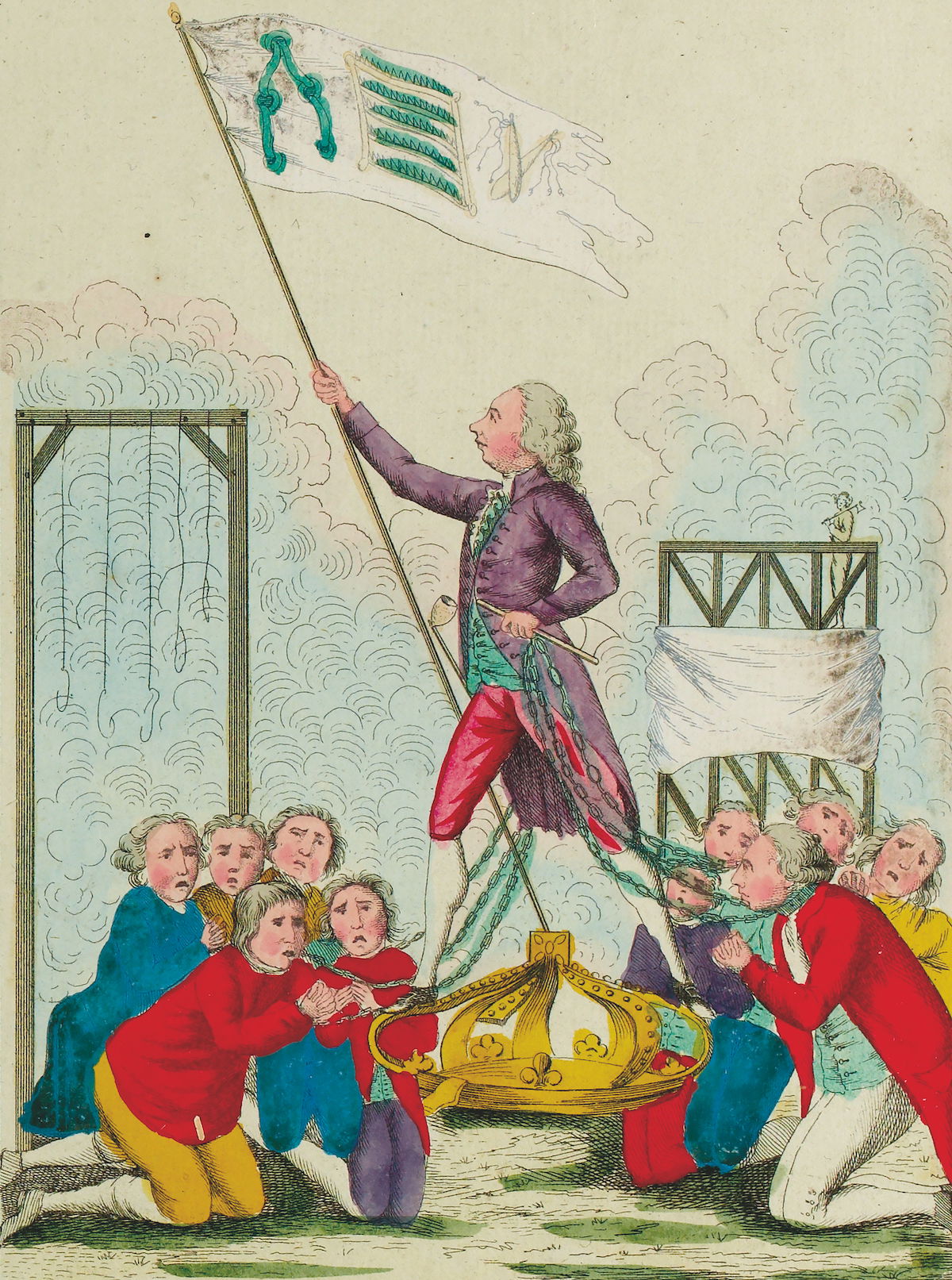 Constitution Angleterre, showing William Pitt standing on the British crown, French response to Gillray, c.1795. Musée Carnavalet, Paris. Constitution Angleterre, showing William Pitt standing on the British crown, French response to Gillray, c.1795. Musée Carnavalet, Paris.