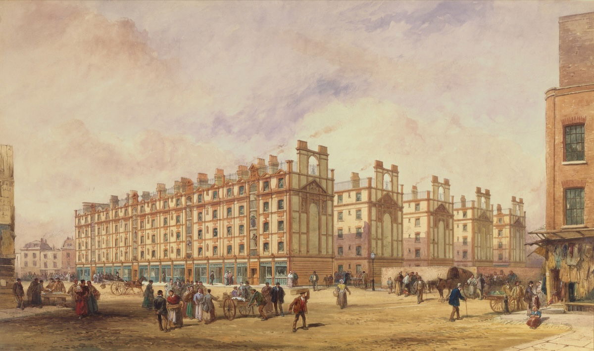Artisans’ Dwellings, Petticoat Square, London, by William Haywood, 19th century. Bridgeman Images. Artisans’ Dwellings, Petticoat Square, London, by William Haywood, 19th century. Bridgeman Images.